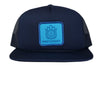 blue trucker hat with patch for yoga