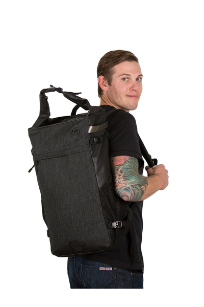 the guru backpack in use man